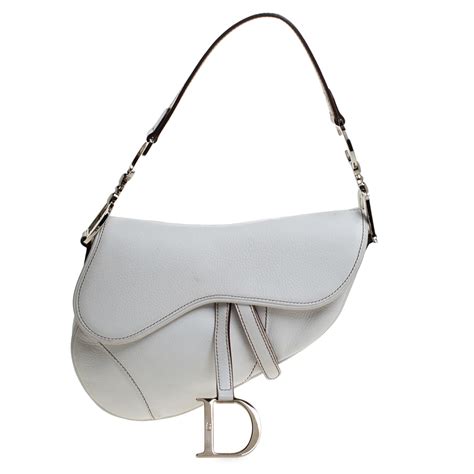 christian dior saddle leather white bag|dior saddle pouch with strap.